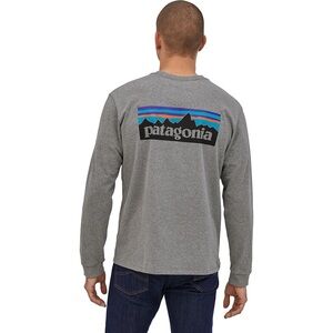 Patagonia. P-6 Logo Long-Sleeve Responsibili-T-Shirt. Gravel Heather. Size Large